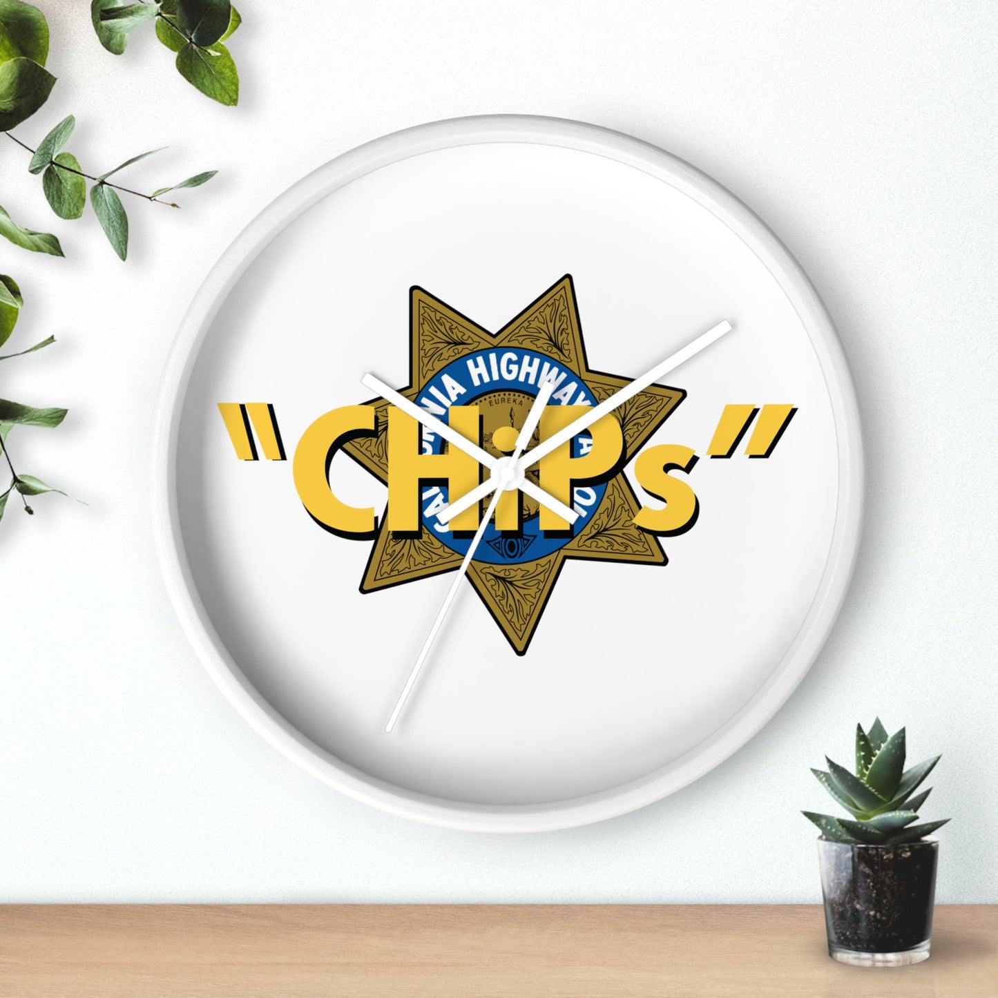"CHiPs" Logo Wall Clock | Stylish 10" Wood and Plexiglass Design | Silent Mechanism