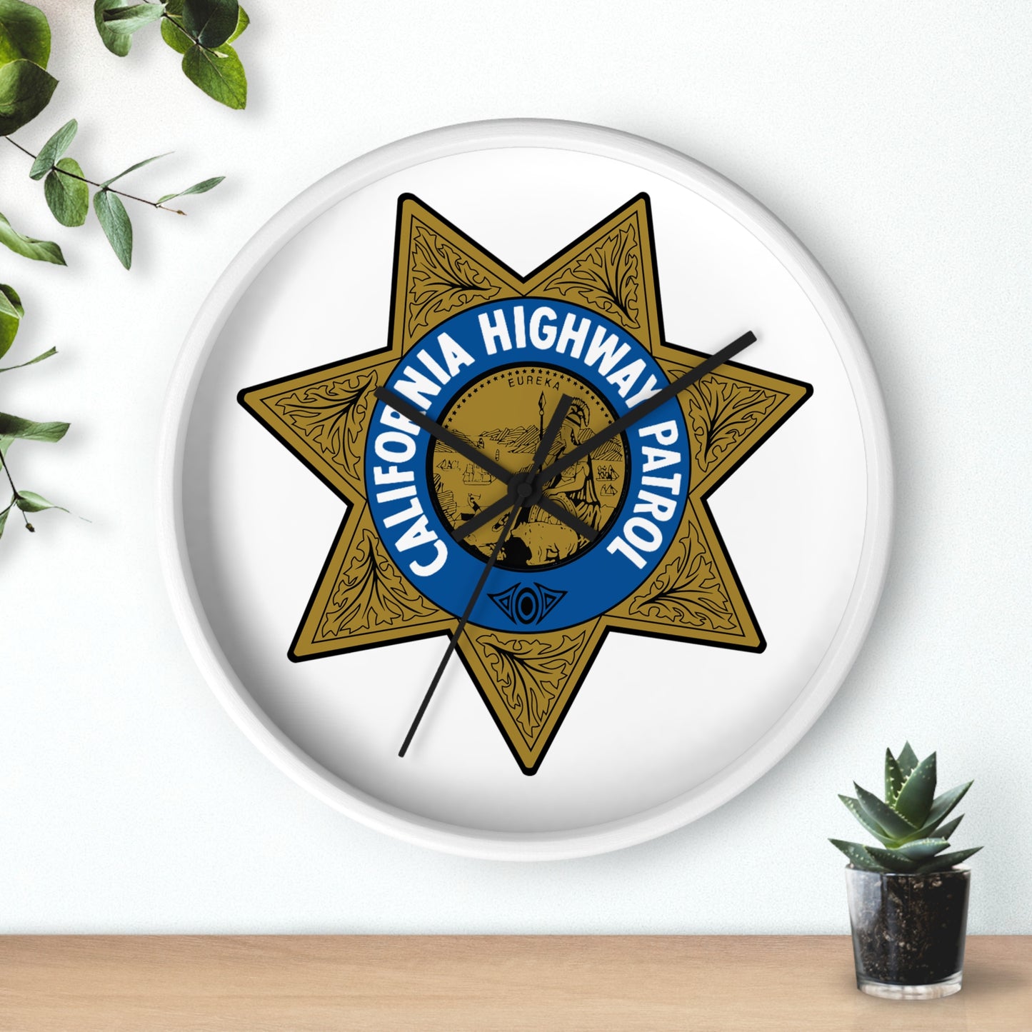 CHP Logo Wall Clock | Stylish 10" Wood and Plexiglass Design | Silent Mechanism