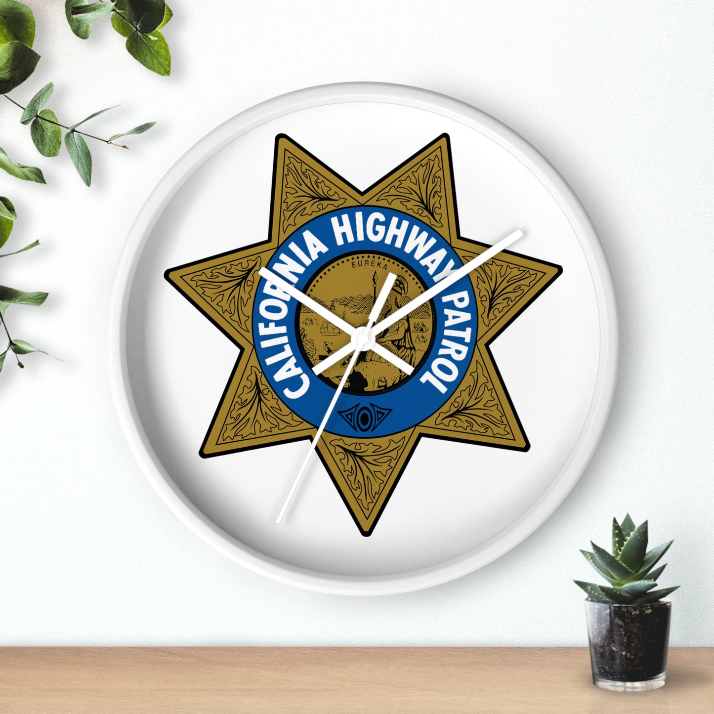 CHP Logo Wall Clock | Stylish 10" Wood and Plexiglass Design | Silent Mechanism