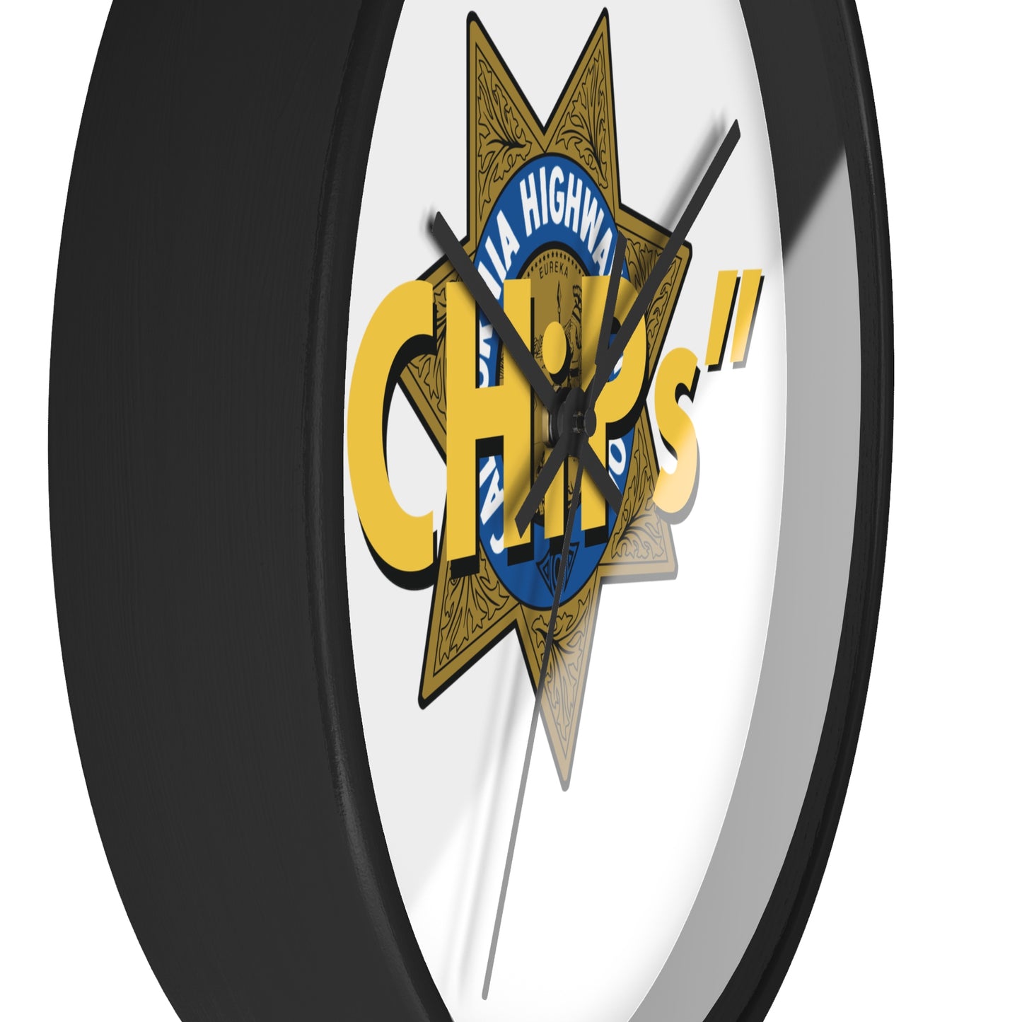 "CHiPs" Logo Wall Clock | Stylish 10" Wood and Plexiglass Design | Silent Mechanism