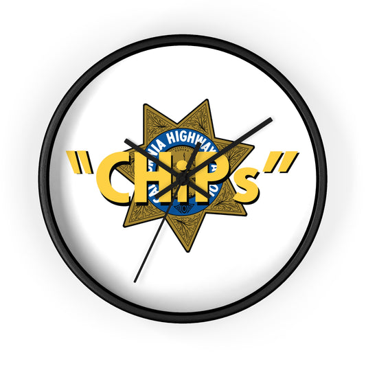 "CHiPs" Logo Wall Clock | Stylish 10" Wood and Plexiglass Design | Silent Mechanism